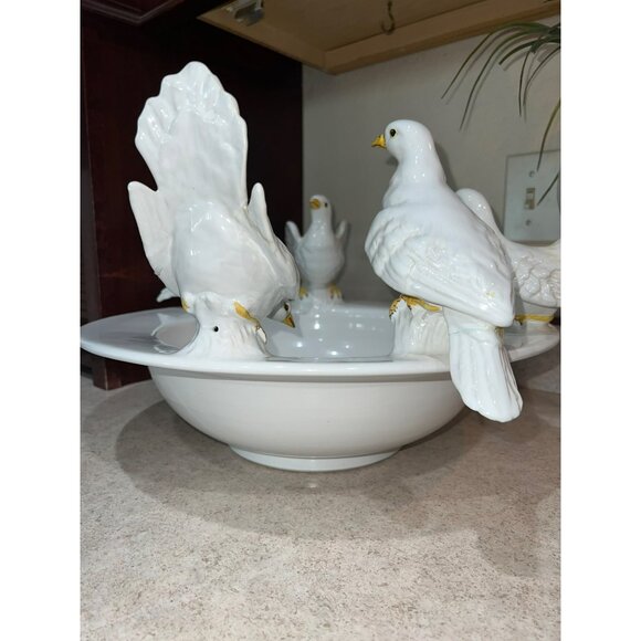 Doves Bird Bath Bowl-Italian Ceramic - Picture 5 of 14
